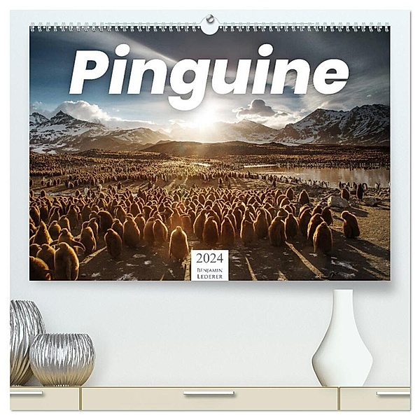 Pinguine - Die sympathischen Frack-Träger (hochwertiger Premium Wandkalender 2024 DIN A2 quer), Kunstdruck in Hochglanz, Benjamin Lederer