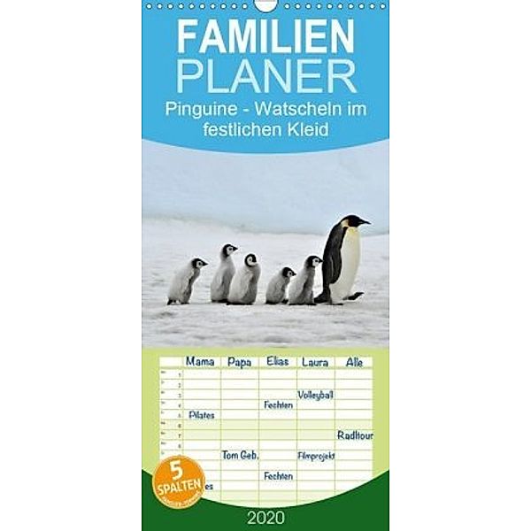 Pinguine - Watscheln im festlichen Kleid - Familienplaner hoch (Wandkalender 2020 , 21 cm x 45 cm, hoch), Elisabeth Stanzer
