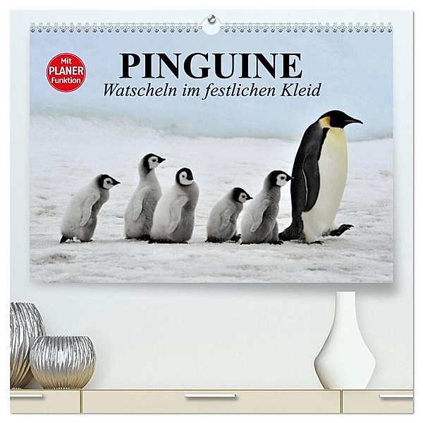 Pinguine - Watscheln im festlichen Kleid (hochwertiger Premium Wandkalender 2024 DIN A2 quer), Kunstdruck in Hochglanz, Elisabeth Stanzer