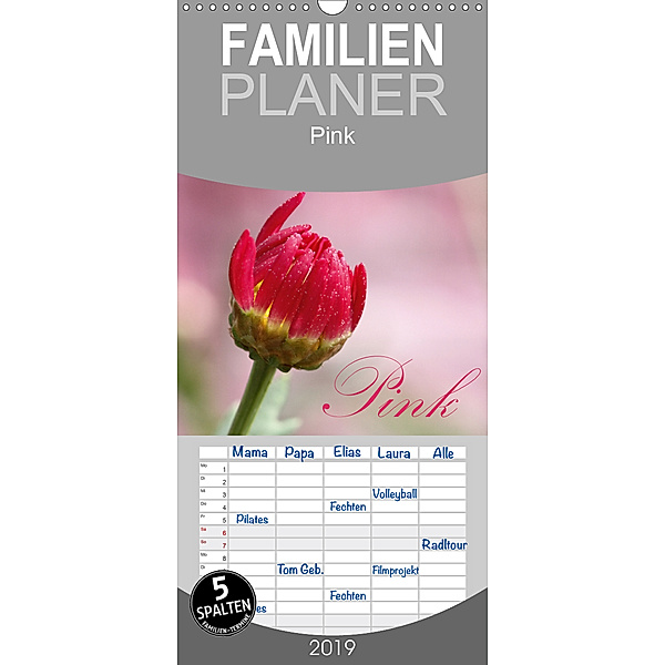 Pink - Familienplaner hoch (Wandkalender 2019 , 21 cm x 45 cm, hoch)