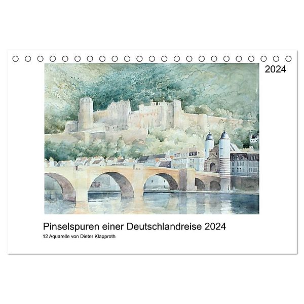 Pinselspuren einer Deutschlandreise - 12 Aquarelle von Dieter Klapproth (Tischkalender 2024 DIN A5 quer), CALVENDO Monatskalender, Dieter Klapproth