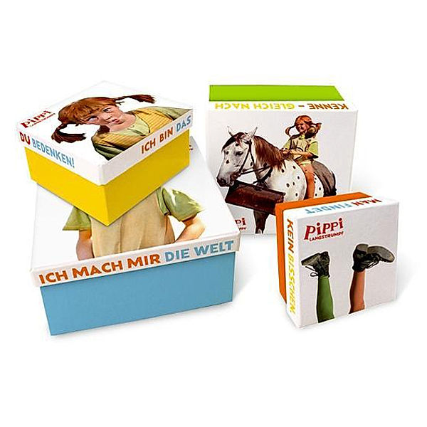 Pippi Langstrumpf Geschenkboxen, 4er Set, Astrid Lindgren