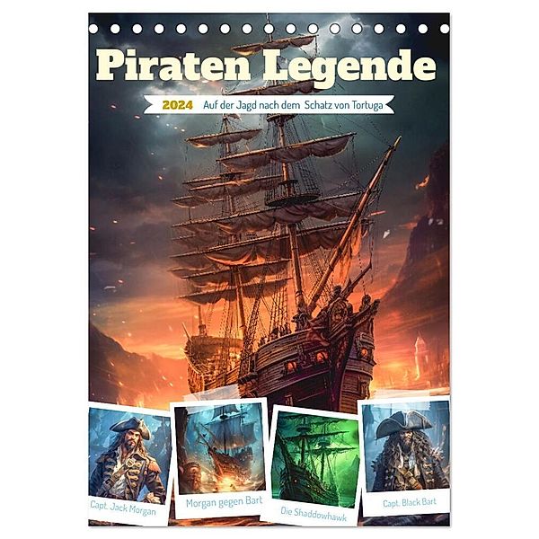 Piraten Legende (Tischkalender 2024 DIN A5 hoch), CALVENDO Monatskalender, Steffen Gierok-Latniak