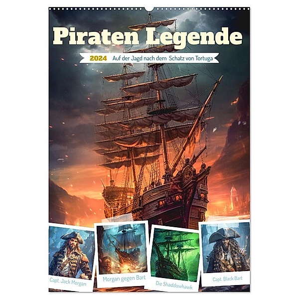 Piraten Legende (Wandkalender 2024 DIN A2 hoch), CALVENDO Monatskalender, Steffen Gierok-Latniak