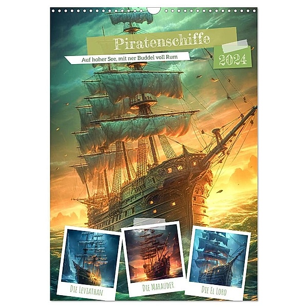 Piratenschiffe (Wandkalender 2024 DIN A3 hoch), CALVENDO Monatskalender, Steffen Gierok-Latnaik