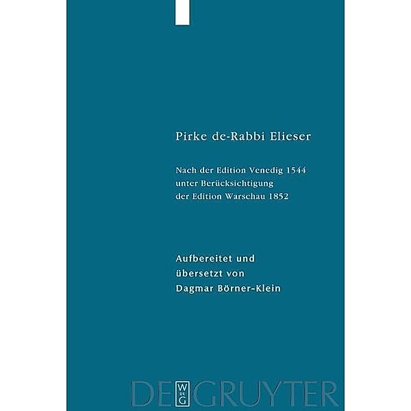 Pirke de-Rabbi Elieser / Studia Judaica Bd.26, Dagmar Börner-Klein