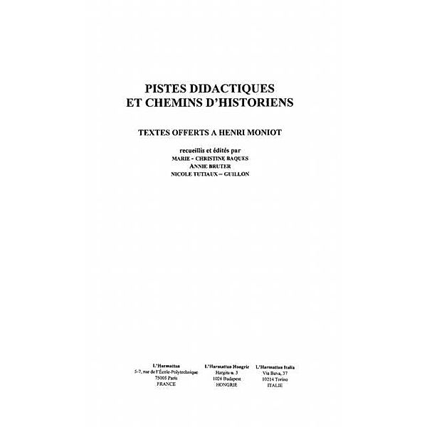 Pistes didactiques et chemins d'histoires / Hors-collection, Collectif