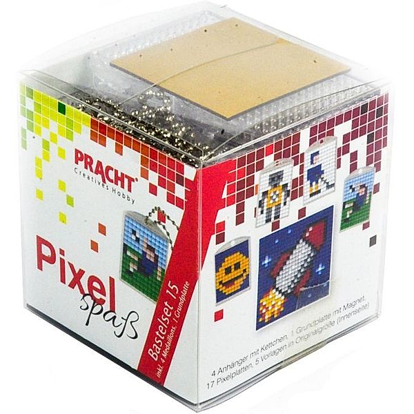 Pixel Bastelset 15 Smiley, Roboter, Eishockeyspieler, Fussballspieler, Rakete