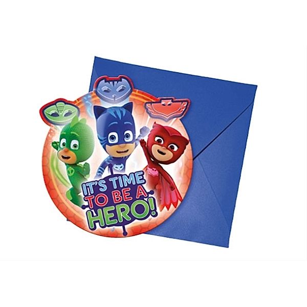 PJ Mask Einladungskarten inkl. Umschläge 6 Stück