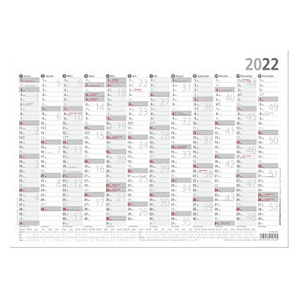 Plakatkalender 12 Monate 2022 - 29,7x21 cm - gerollt - mit Arbeitstage- und Wochenzählung - Posterkalender - Jahresplane