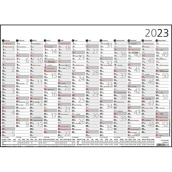 Plakatkalender 12 Monate 2023 - 42x29,7 cm - gerollt - mit Arbeitstage- und Wochenzählung - Posterkalender - Jahresplane