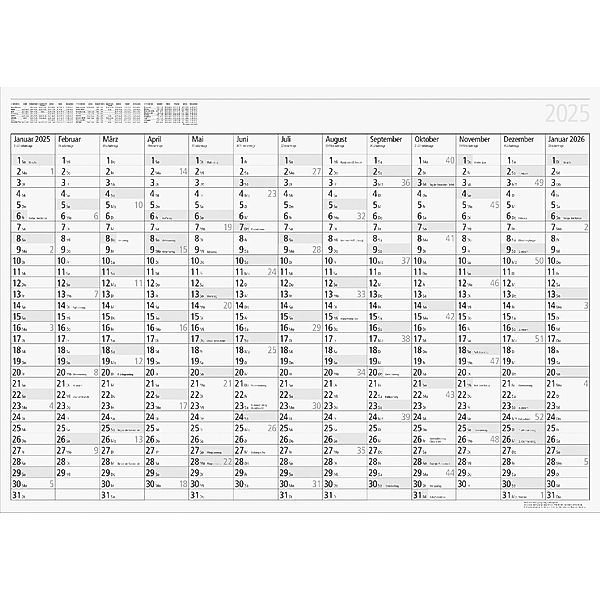 Plakatkalender abwischbar Modell young design PLUS (2025)