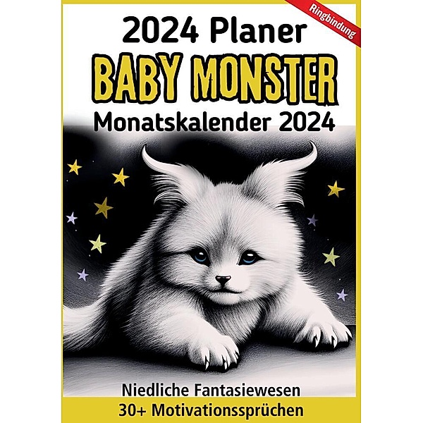 Planer 2024 Kalender 2024 Baby Monster Lustiger Planer Süsser Tischkalender Niedliche Fantasiewesen 12-Monatskalender Geschenk Fantasie Jugendliche Teenager Tweens Kinder, Millie Meik