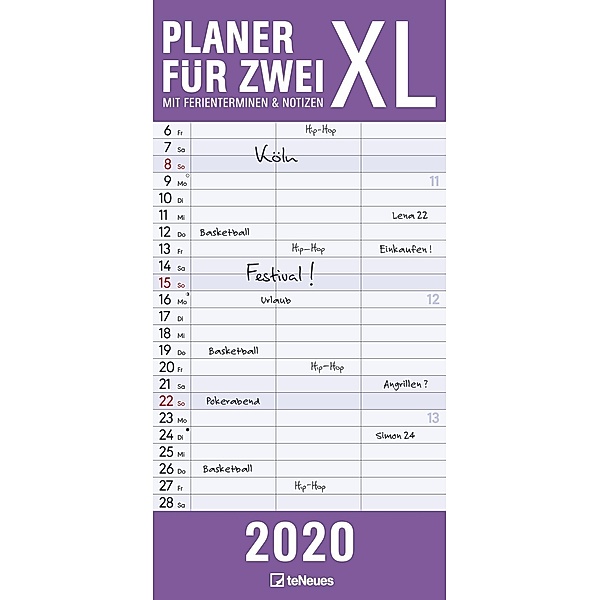 Planer für 2 XL 2020