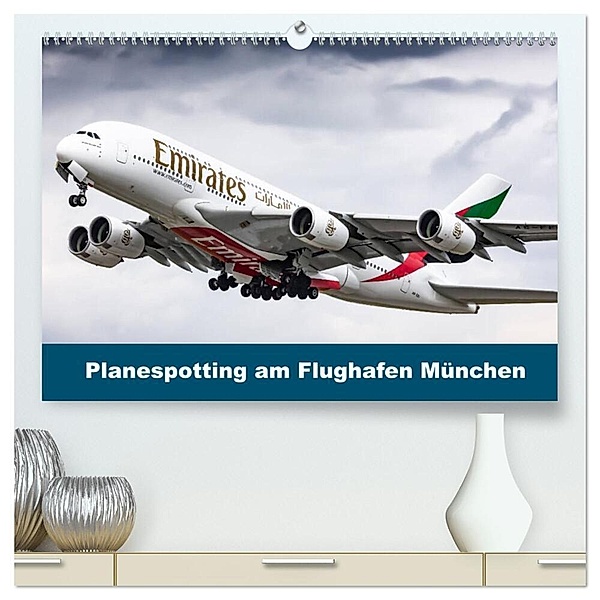 Planespotting am Flughafen München (hochwertiger Premium Wandkalender 2024 DIN A2 quer), Kunstdruck in Hochglanz, Konrad Eger