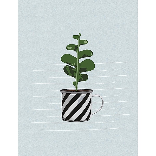 Plant it - Love it! Großes Notizheft - Motiv Tasse mit Pflanze - Punkteraster