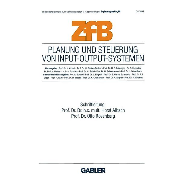 Planung und Steuerung von Input-Output-Systemen / ZfB Special Issue Bd.4