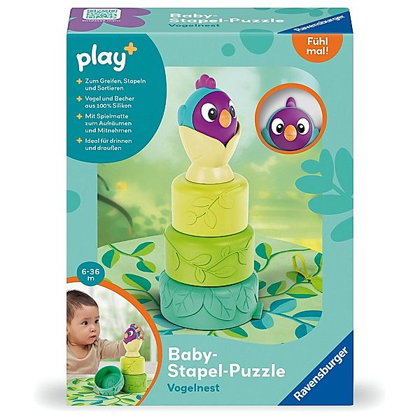 Ravensburger Verlag Play+ Baby-Stapel-Puzzle: Vogelnest