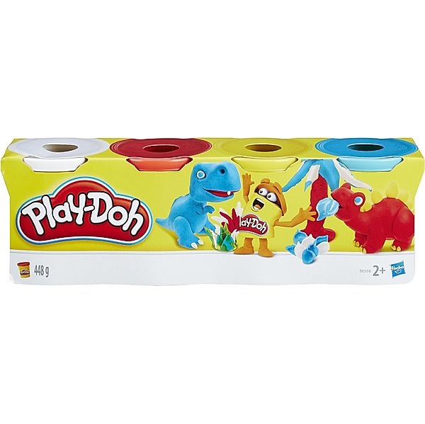 HASBRO Play-Doh 4er Pack Grundfarben blau, gelb, rot und weiß