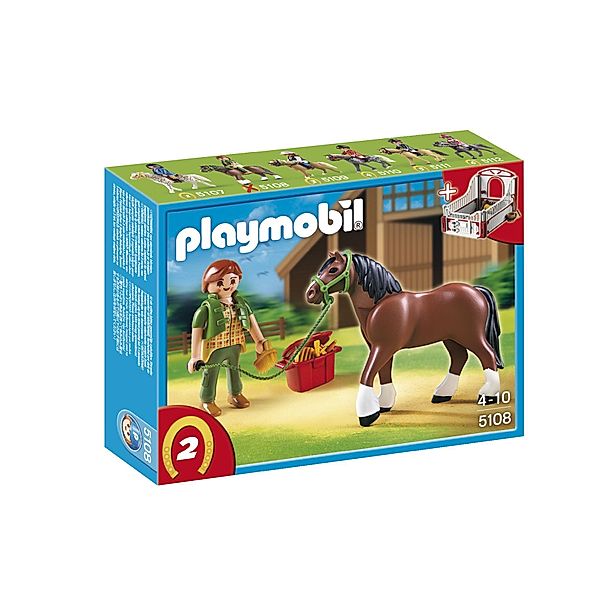 PLAYMOBIL® 5108 - Shire Horse mit rot-grauer Pferdebox