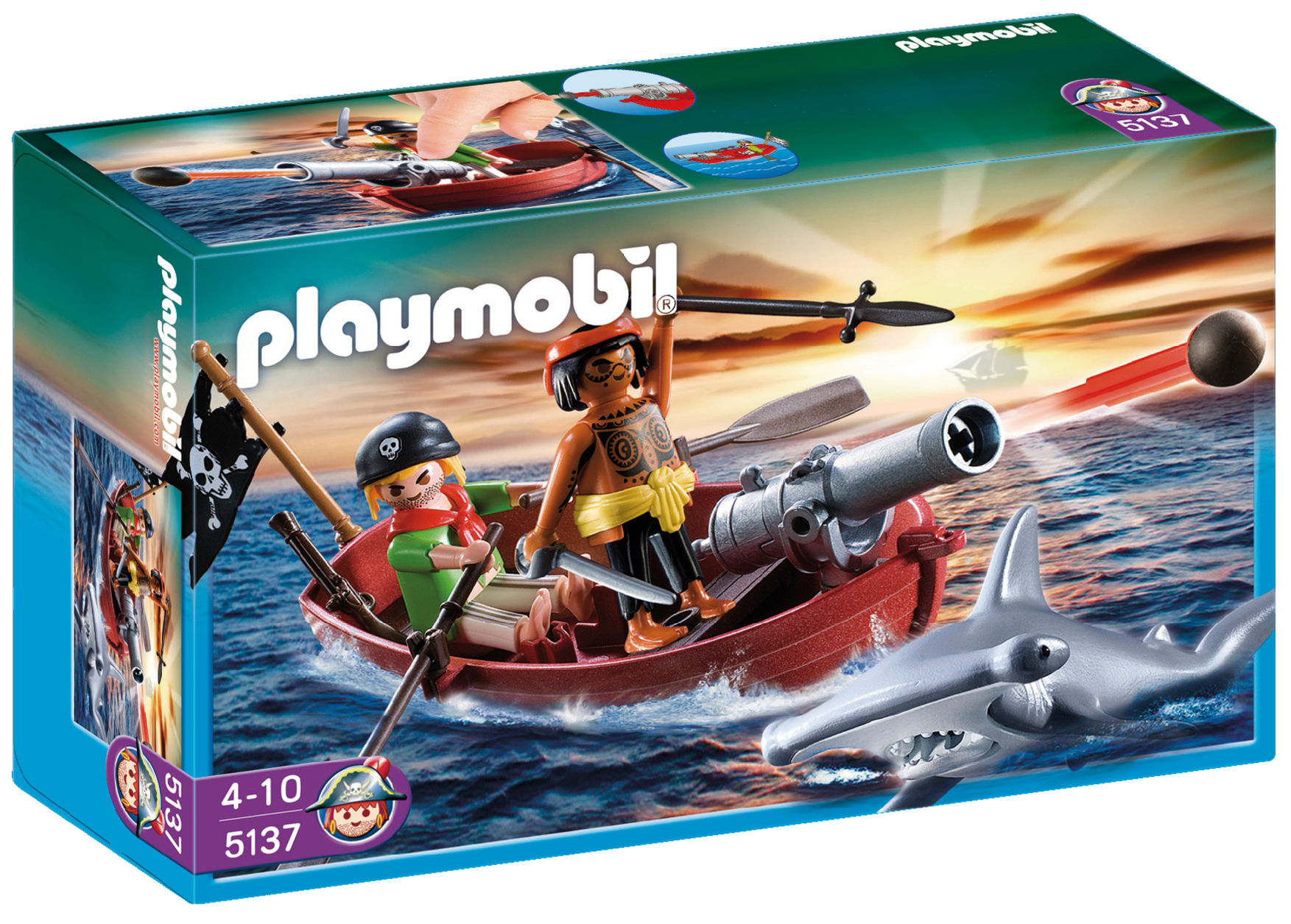 PLAYMOBIL® 5137 - Piraten-Ruderboot mit Hammerhai | Weltbild.at