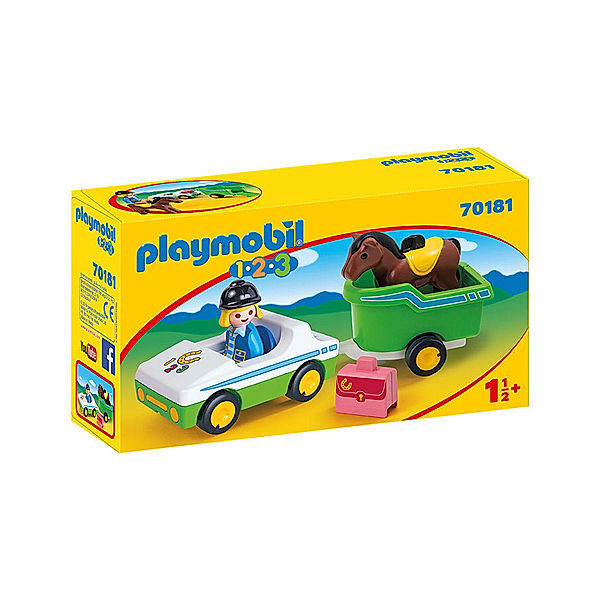 Playmobil® PLAYMOBIL® 70181 1.2.3 PKW mit Pferdeanhänger