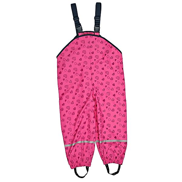 Playshoes Playshoes Regenhose Herzchen Allover mit Hosenträgern, pink (Größe: 116)