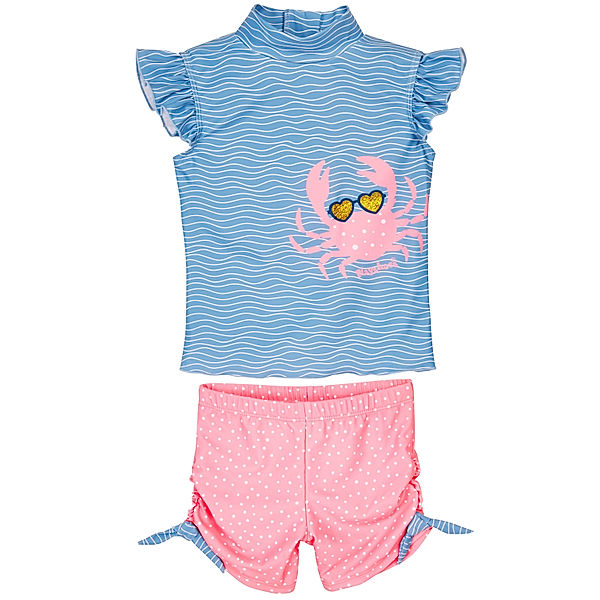 Playshoes Playshoes UV-Schwimmanzug Krebs, 2-teilig, blau/pink (Größe: 74/80)