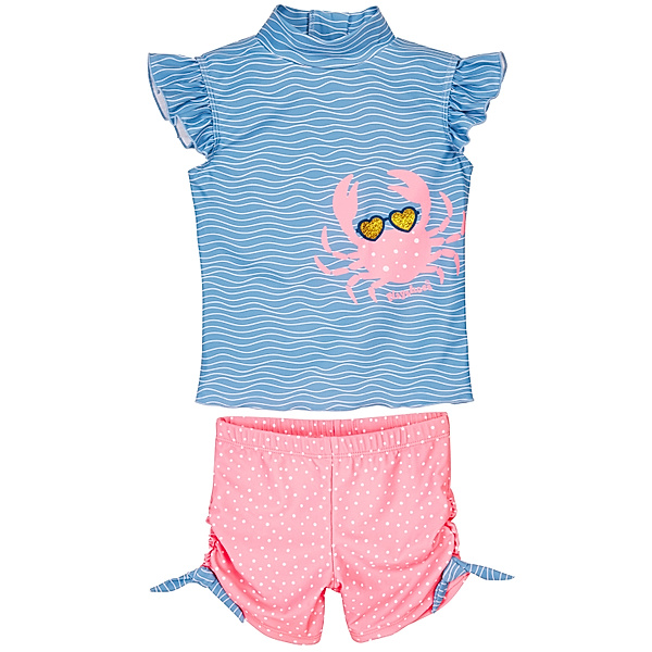 Playshoes Playshoes UV-Schwimmanzug Krebs, 2-teilig, blau/pink (Größe: 98/104)