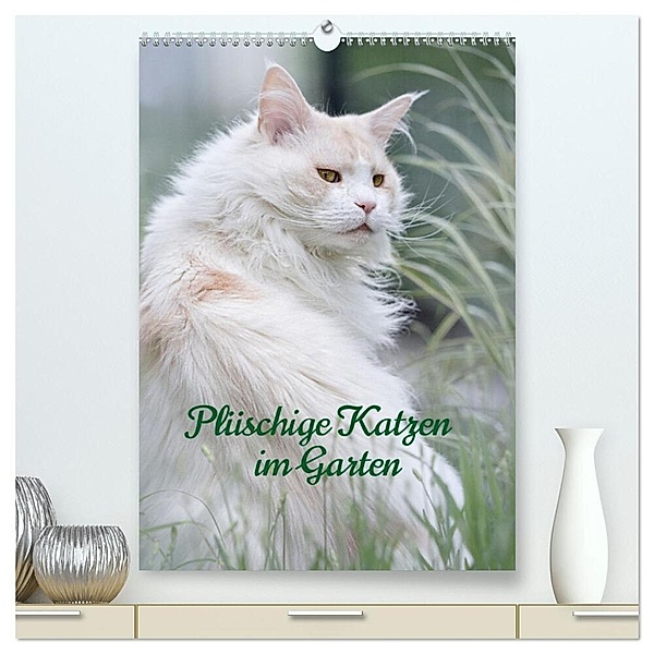 Plüschige Katzen im Garten (hochwertiger Premium Wandkalender 2024 DIN A2 hoch), Kunstdruck in Hochglanz, Wiebke von der Heyde