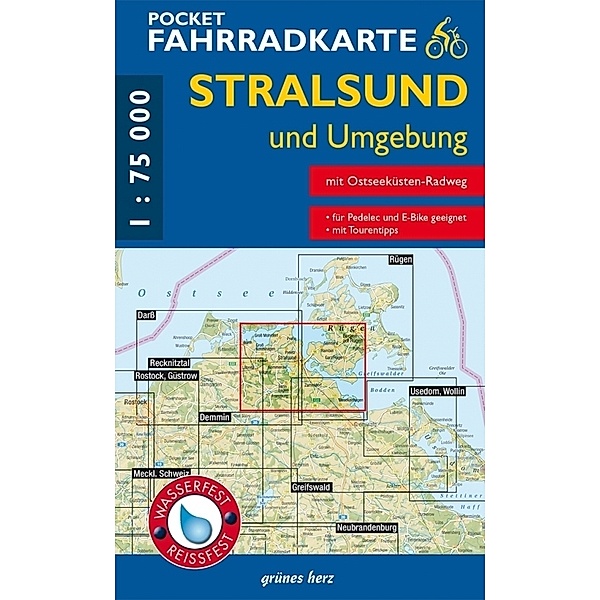 Pocket-Fahrradkarte Stralsund und Umgebung