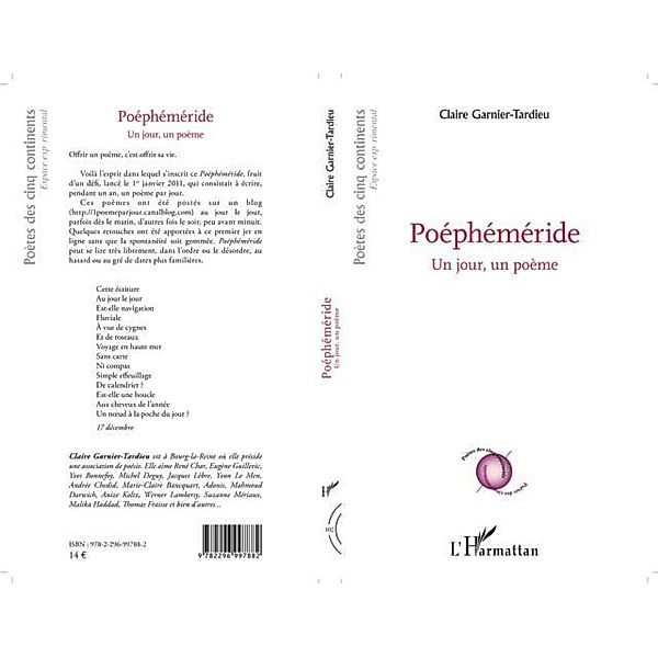POEPHEMERIDE - Un jour, un poee / Hors-collection, Claire Garnier-Tardieu