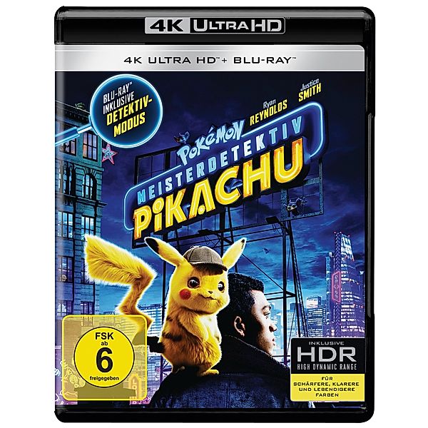 Pokemon Meisterdetektiv Pikachu (4K Ultra HD), Justice Smith Kathryn Newton Ryan Reynolds