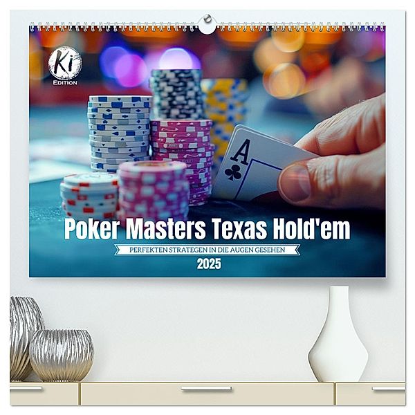 Poker Masters Texas Hold'em (hochwertiger Premium Wandkalender 2025 DIN A2 quer), Kunstdruck in Hochglanz, Calvendo, Kerstin Waurick