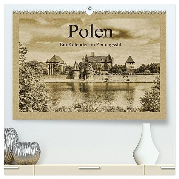 Polen - Ein Kalender im Zeitungsstil (hochwertiger Premium Wandkalender 2025 DIN A2 quer), Kunstdruck in Hochglanz, Calvendo, Gunter Kirsch