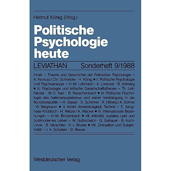 Politische Psychologie heute / Leviathan Sonderhefte Bd.9