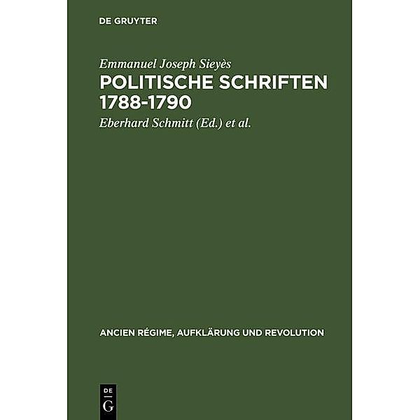 Politische Schriften 1788-1790 / Ancien Régime, Aufklärung und Revolution Bd.5, Emmanuel Joseph Sieyès