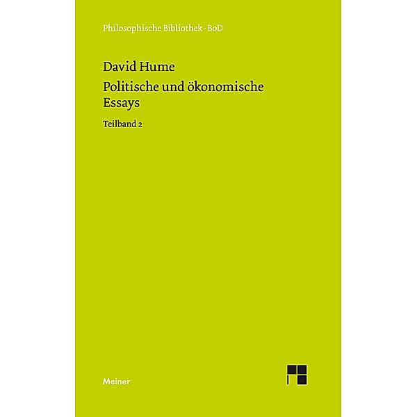 Politische und ökonomische Essays / Politische und ökonomische Essays, David Hume