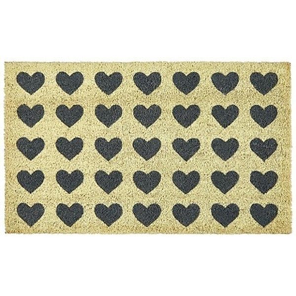 Polka Hearts, Fussmatte, grau