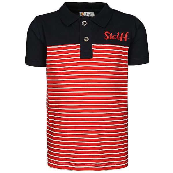 Steiff Polo-Shirt HELLO YOU gestreift in rot/dunkelblau