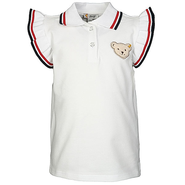 Steiff Polo-Shirt TENNIS GIRL mit Flügelärmeln in weiß