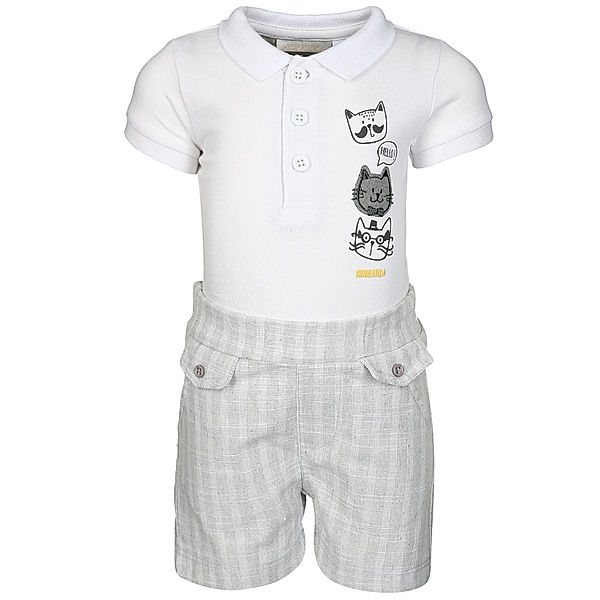 minibanda Poloshirt HALLO DU mit Shorts in weiß/grau melange