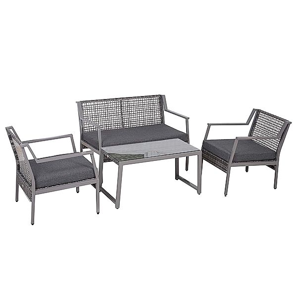 Polyrattan Gartengarnitur als 4-teiliges Set