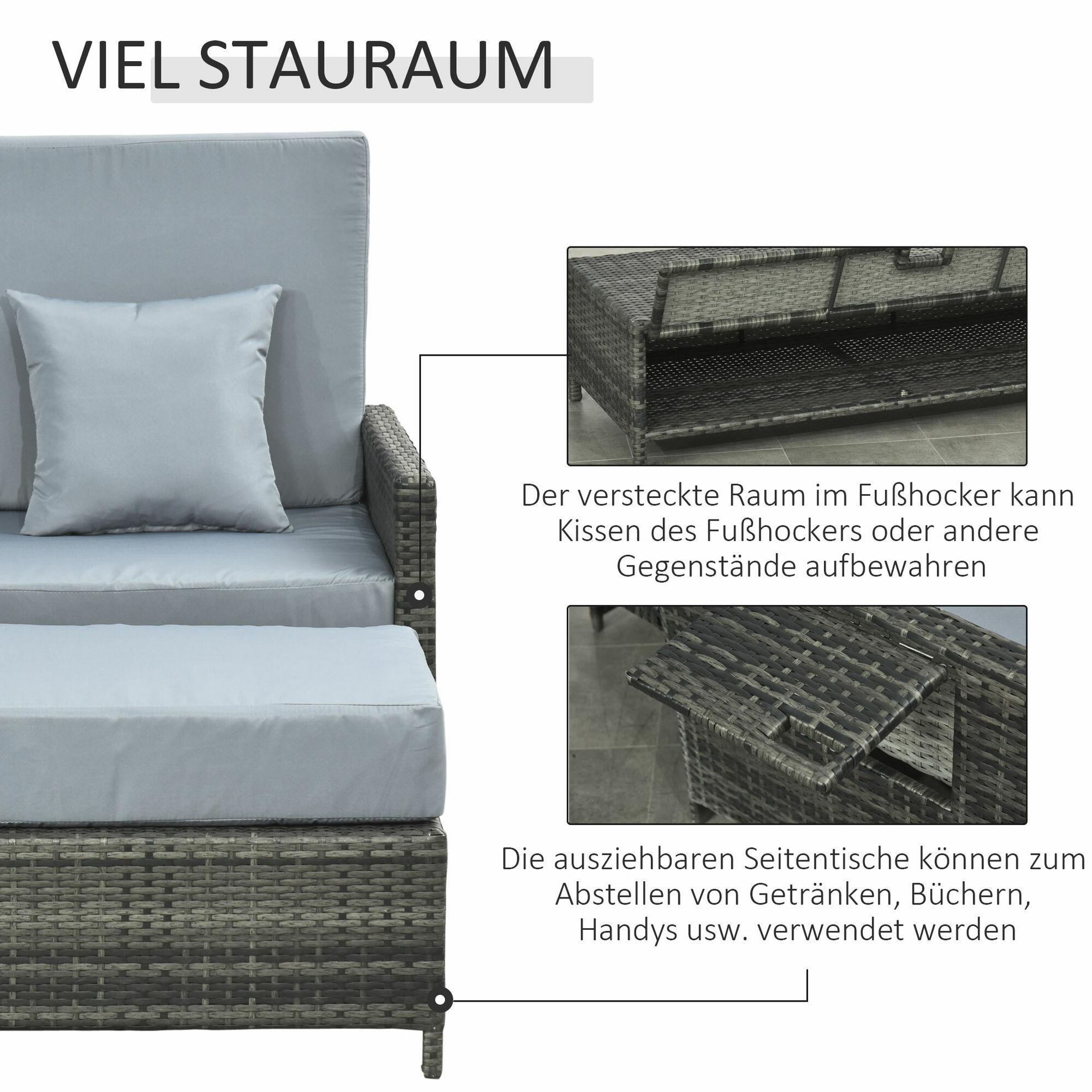 Polyrattan Lounge-Sofa mit Kissen Farbe: grau | Weltbild.de