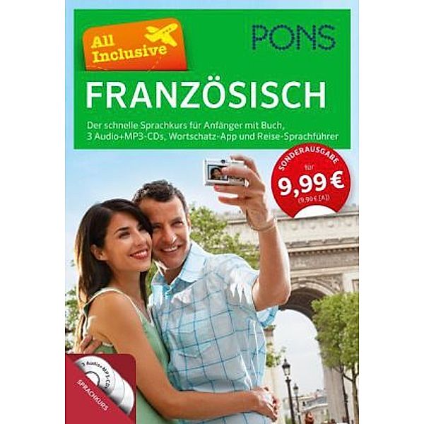 PONS All Inclusive Französisch, Buch mit 3 Audio+MP3-CDs, Wortschatz-App und Reise-Sprachführer