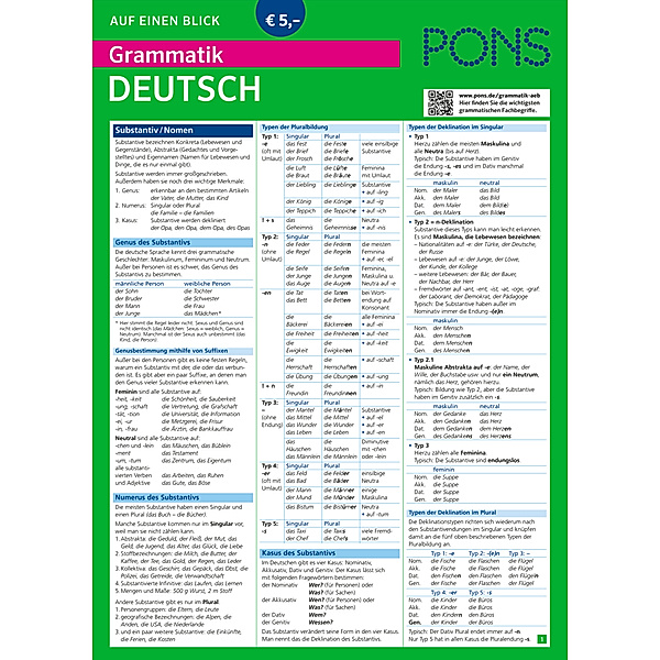PONS Auf einen Blick / PONS Grammatik auf einen Blick Deutsch
