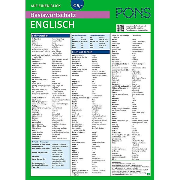 PONS Basiswortschatz Englisch auf einen Blick