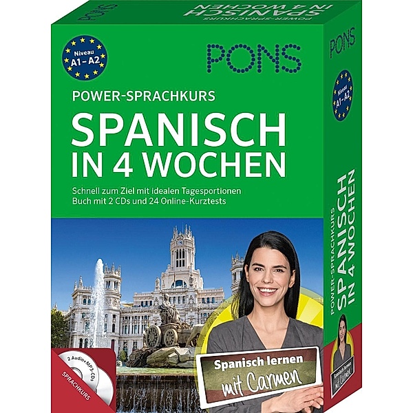 PONS Power-Sprachkurs Spanisch in 4 Wochen, Buch mit 2 Audio-MP3-CDs und 24 Online-Kurztests Titel