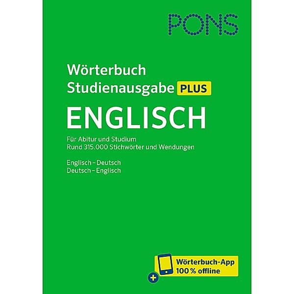 PONS Wörterbuch Studienausgabe Plus Englisch, m.  Buch, m.  Online-Zugang