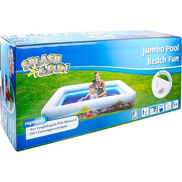 Splash & Fun Pool BEACH FUN - JUMBO (254x160x48cm) in bunt